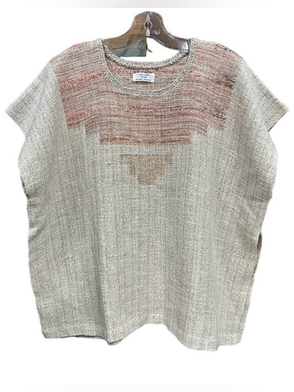 Handwoven tunic womens vest One Size neutral oatmeal metallic Artisan